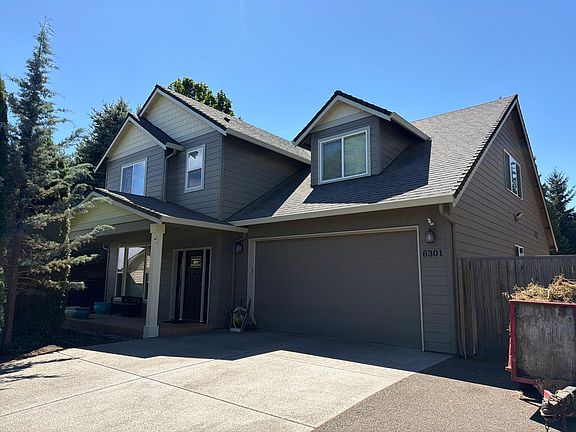 Front porch and garage of the home